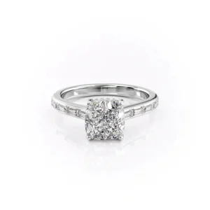 Cushion Solitaire Hidden Halo Baguette Pavé Channel Large