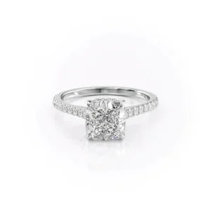 Cushion Solitaire Hidden Halo Pavé Cathedral