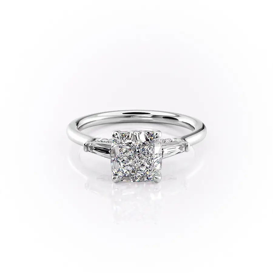 Cushion Three Stone Baguette Pavé Prongs