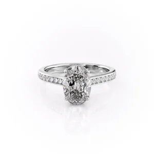 Oval Solitaire Hidden Halo Channel Pavé Cathedral