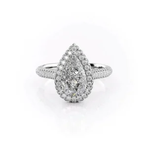 Pear Halo Solitaire Micropavé