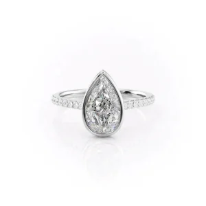 Pear Solitaire Bezel Pavé