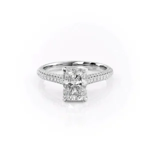 Radiant Solitaire Hidden Halo Micropavé Cathedral