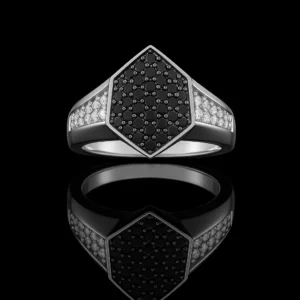 Black And White Diamond Signet Ring Nº8