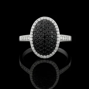 Black And White Diamond Oval Ring Nº11
