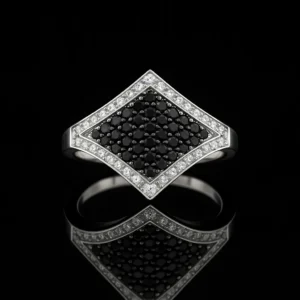 Black And White Diamond Rhombus Ring Nº5