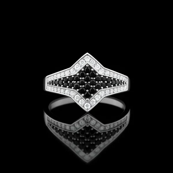 Black And White Diamond Rhombus Ring Nº6
