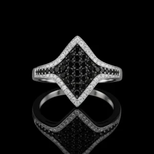 Black And White Diamond Rhombus Ring Nº7