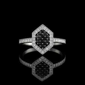 Black And White Diamond Shield Ring Nº6