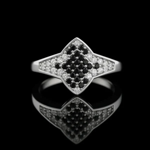 Black And White Diamond Shield Ring Nº7