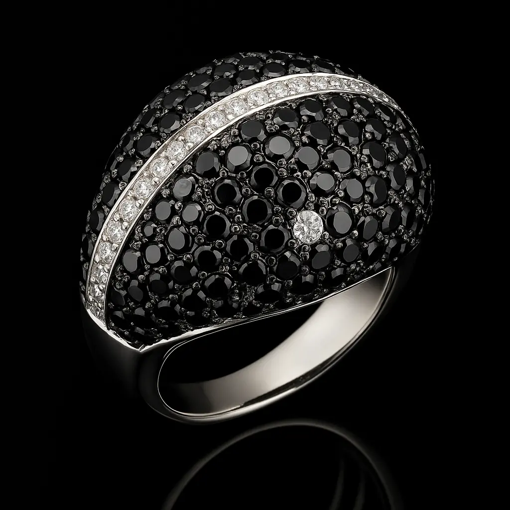Black And White Diamond Sphere Ring Nº2