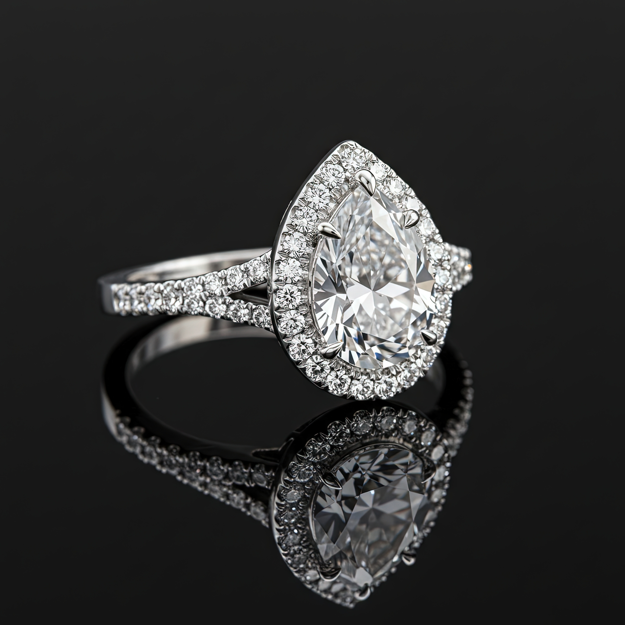 Pear Halo Split Pave Band Nº1